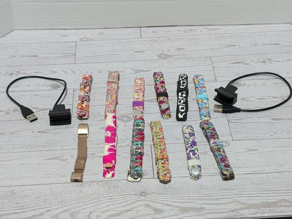 Fitbit Alta 2 Brand Chargers & 12 Different Generic Flower Bands For Model FB406